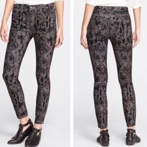 Free People Velvet Snake Skin Print Skinny Jeans